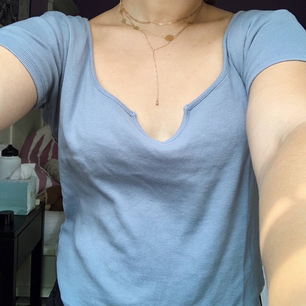 Brandy Melville blue v neck top